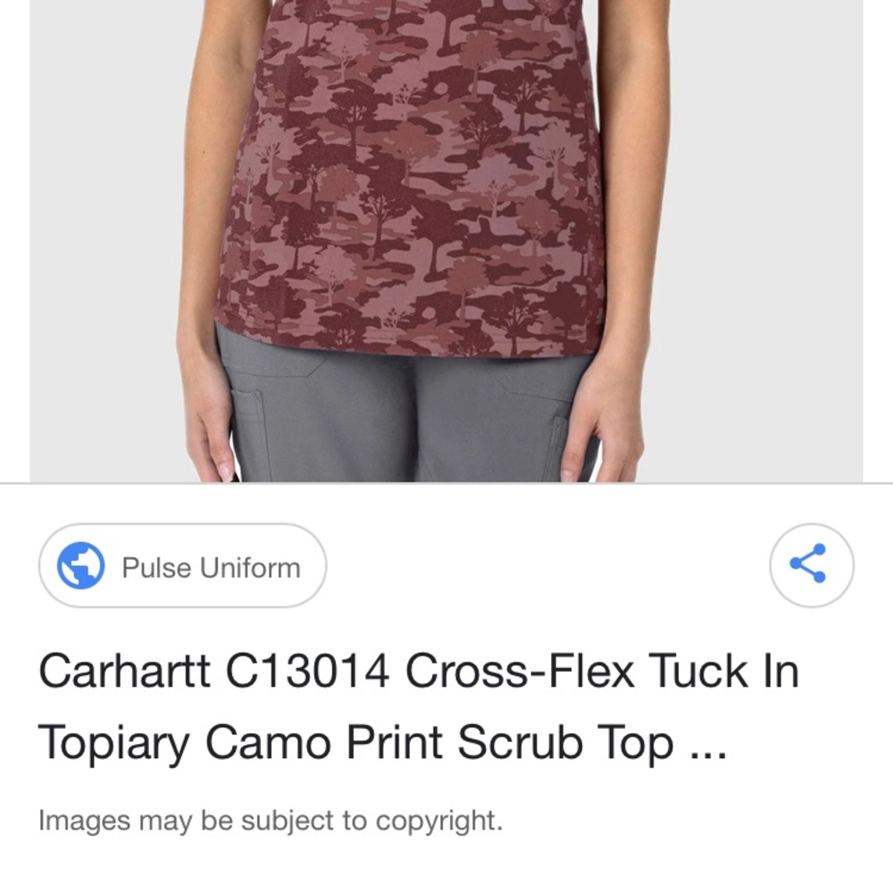 Carhartt Topiary Camo Tuck-In Scrub Top - Maroon